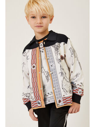 Scarf print fleece shirt