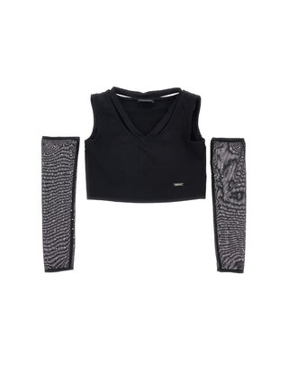 Jersey tank top with sleeves