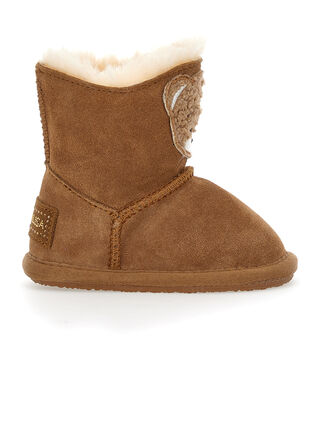 Crusted leather boots with teddy bear