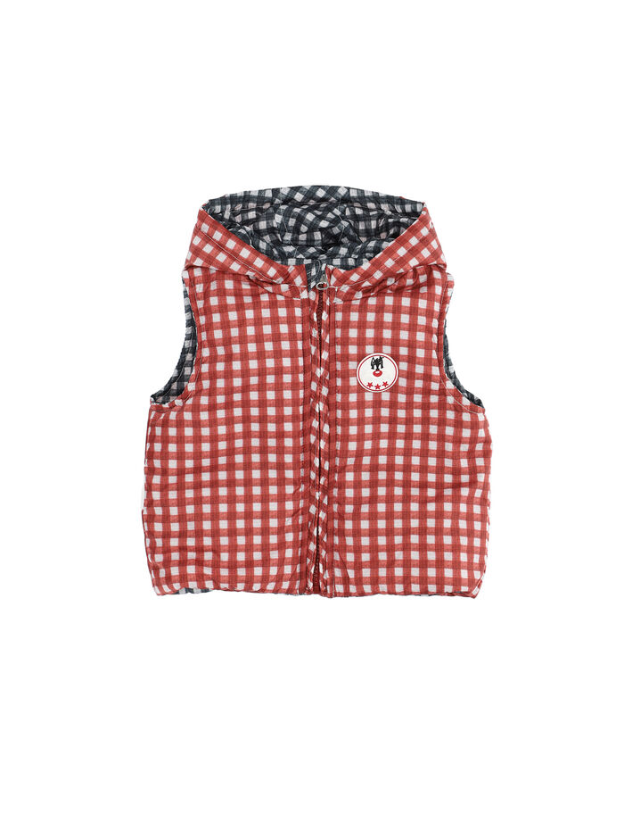 Gingham nylon gilet with hood boy | Monnalisa South Africa