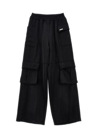 Chic satin cargo trousers