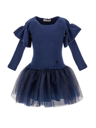 Strick- und Glitzerkleid