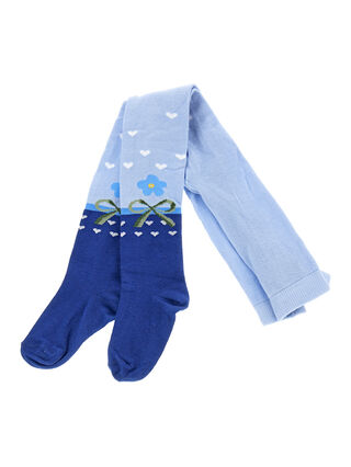 Теплые хлопковые колготки с цветочным принтом