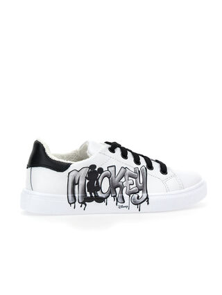Sneakers en cuir bycast avec graffiti Mickey Mouse