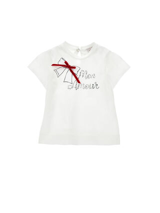 Cotton T-shirt with bow