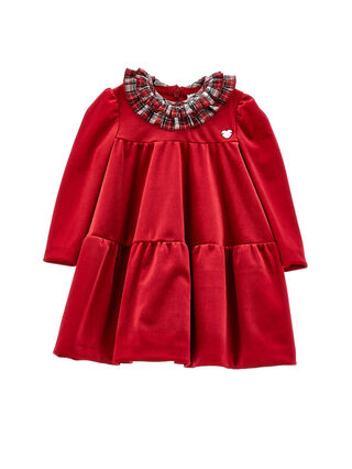 Tartan collar chenille dress