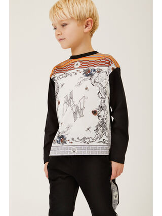 Scarf print cotton sweatshirt