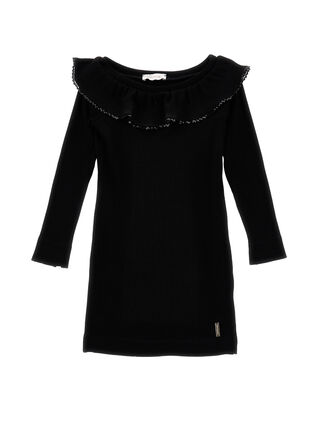 Dress with ruffles and appliques