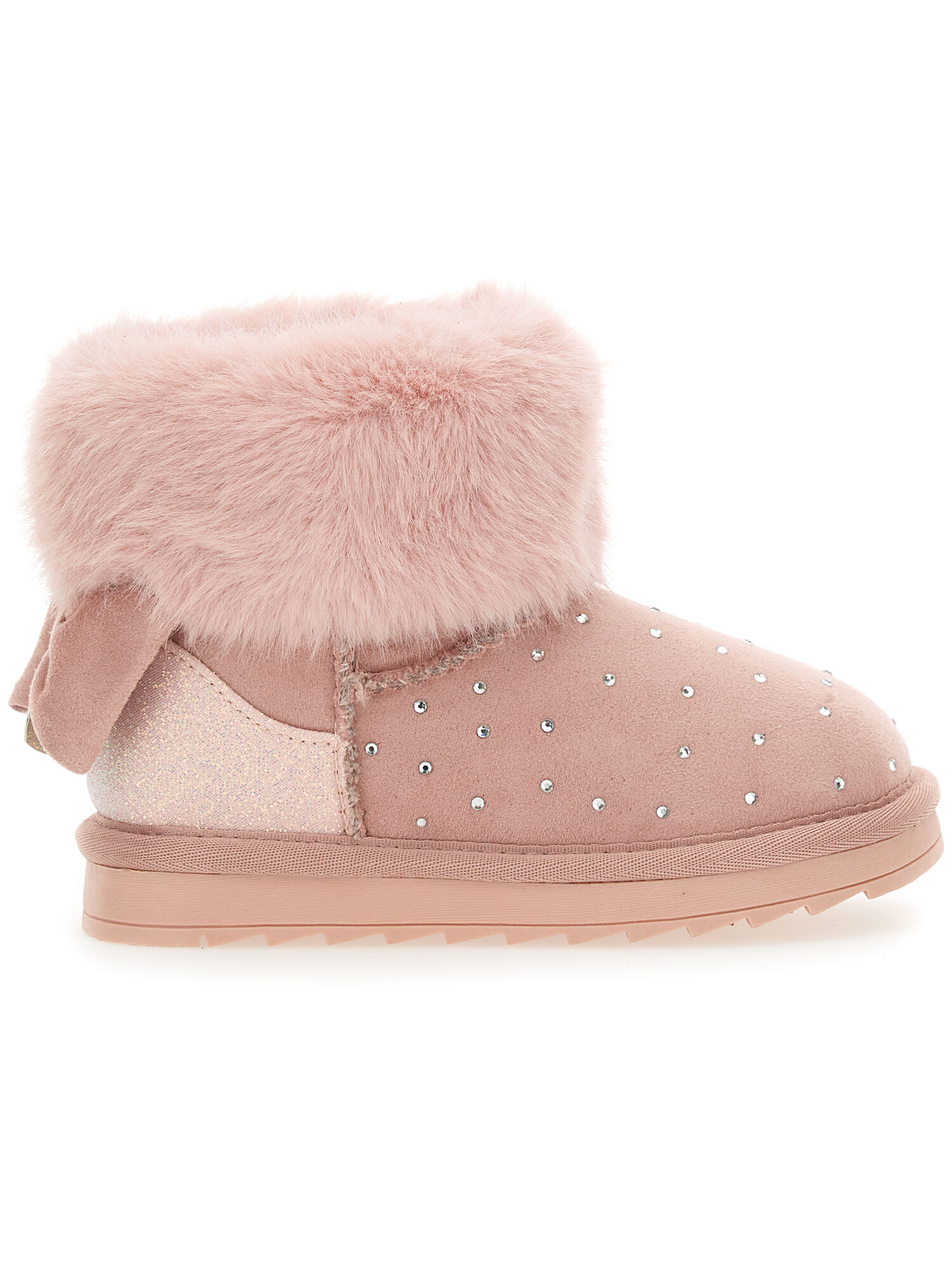 Girls Pink Glitter & Faux Fur Boots