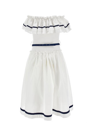 Abito mussola con rouche sullo scollo