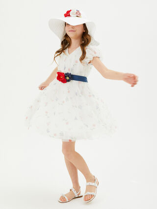 Botanical Print Tulle Dress