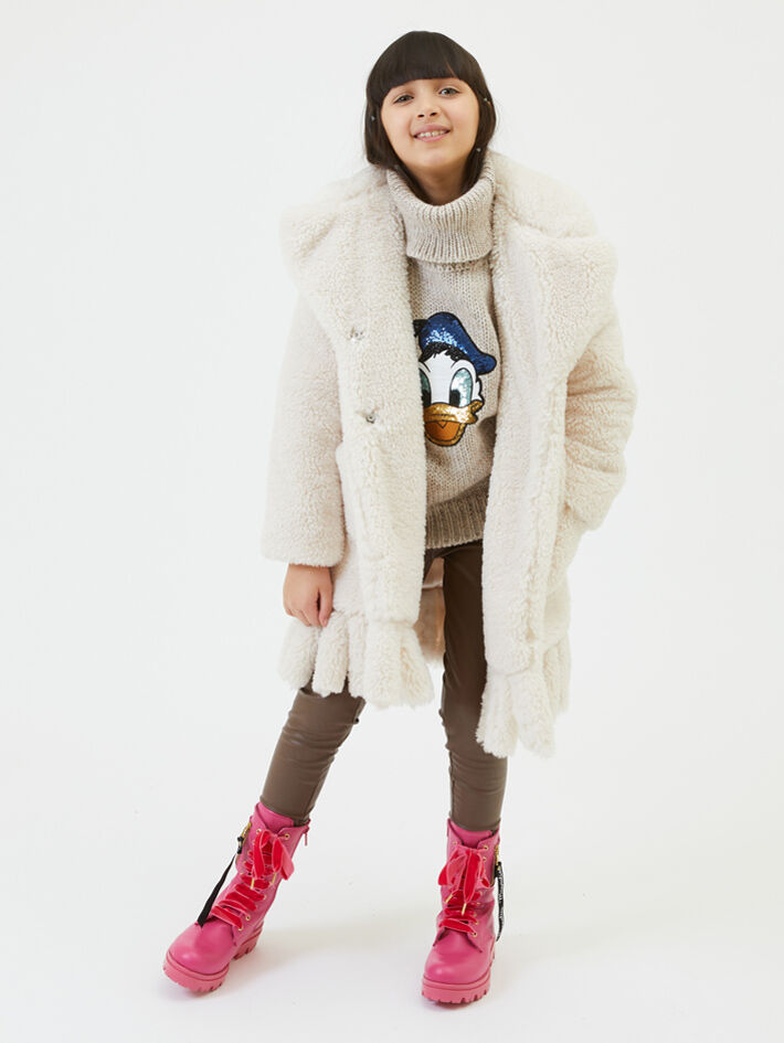 Giacca peluche con collo revers Monnalisa Bambina Abbigliamento Cappotti e giubbotti Soprabiti Cappotti 