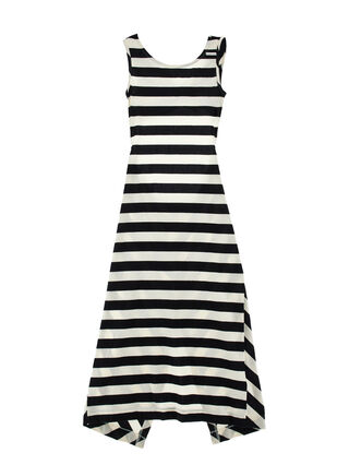 Langes, gestreiftes, ausgeschnittenes Kleid