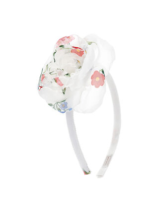 Повязка на голову из органзы с ботаническим принтом