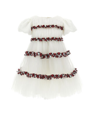 Tartan pleated tulle dress