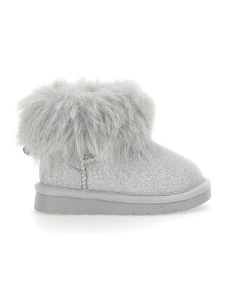 Plush glitter ankle boots