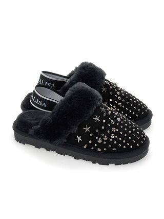 Crust leather clogs with studs