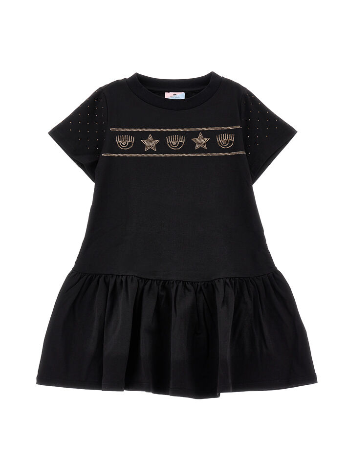 Chiara Ferragni Kids rhinestone-logo dress - White