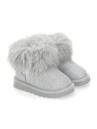 Plush glitter ankle boots