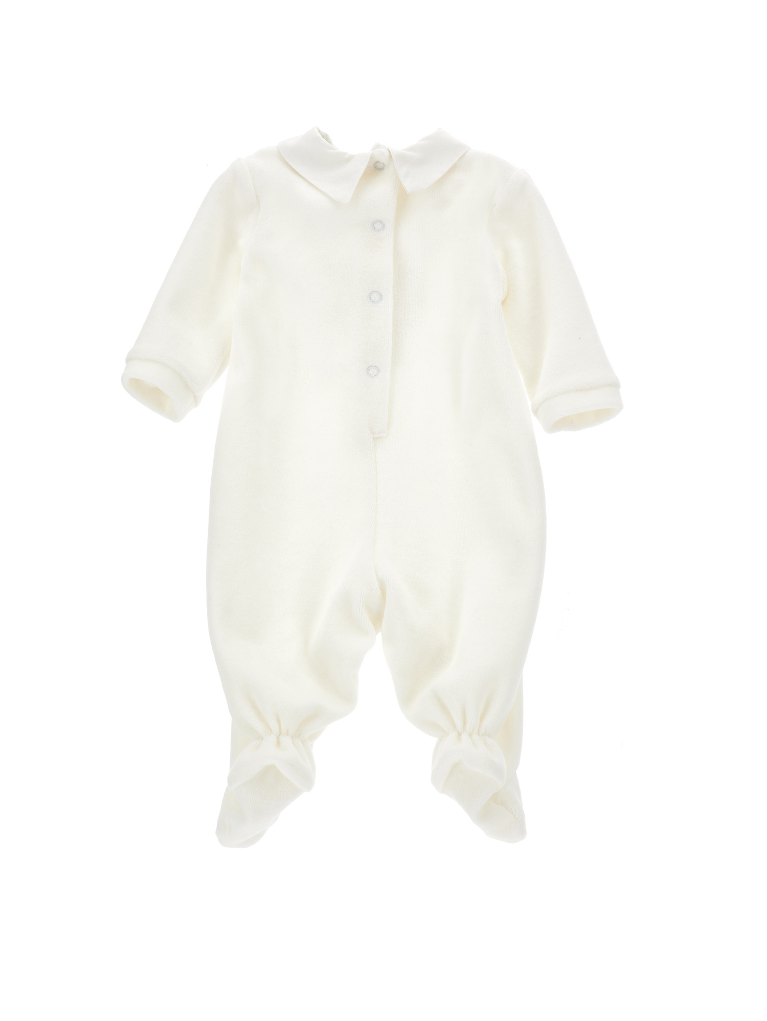 Monnalisa Chenille Playsuit With Collar In Cream