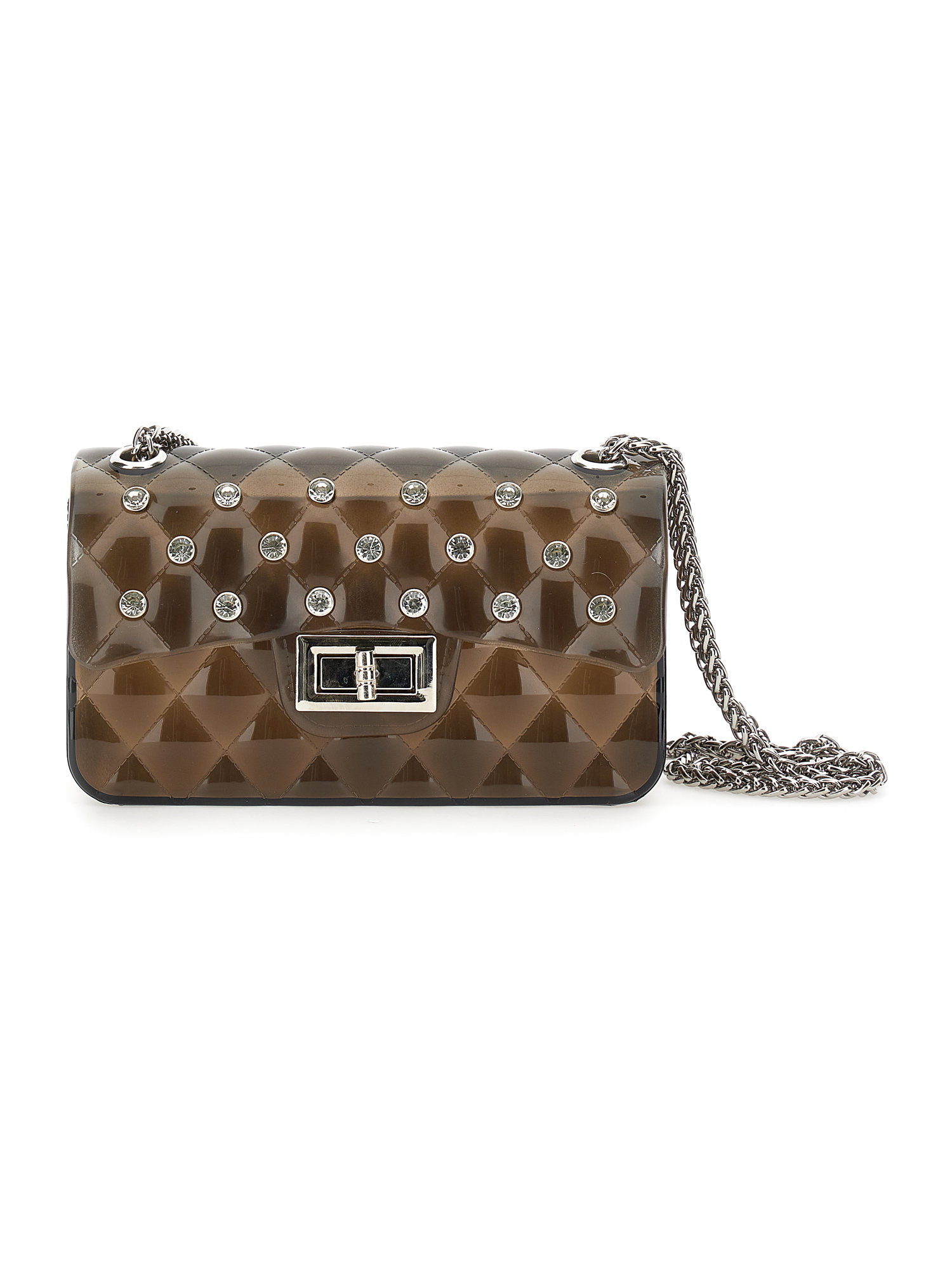 Monnalisa Pvc Shoulder Bag In Medium Grey.+ Light Grey