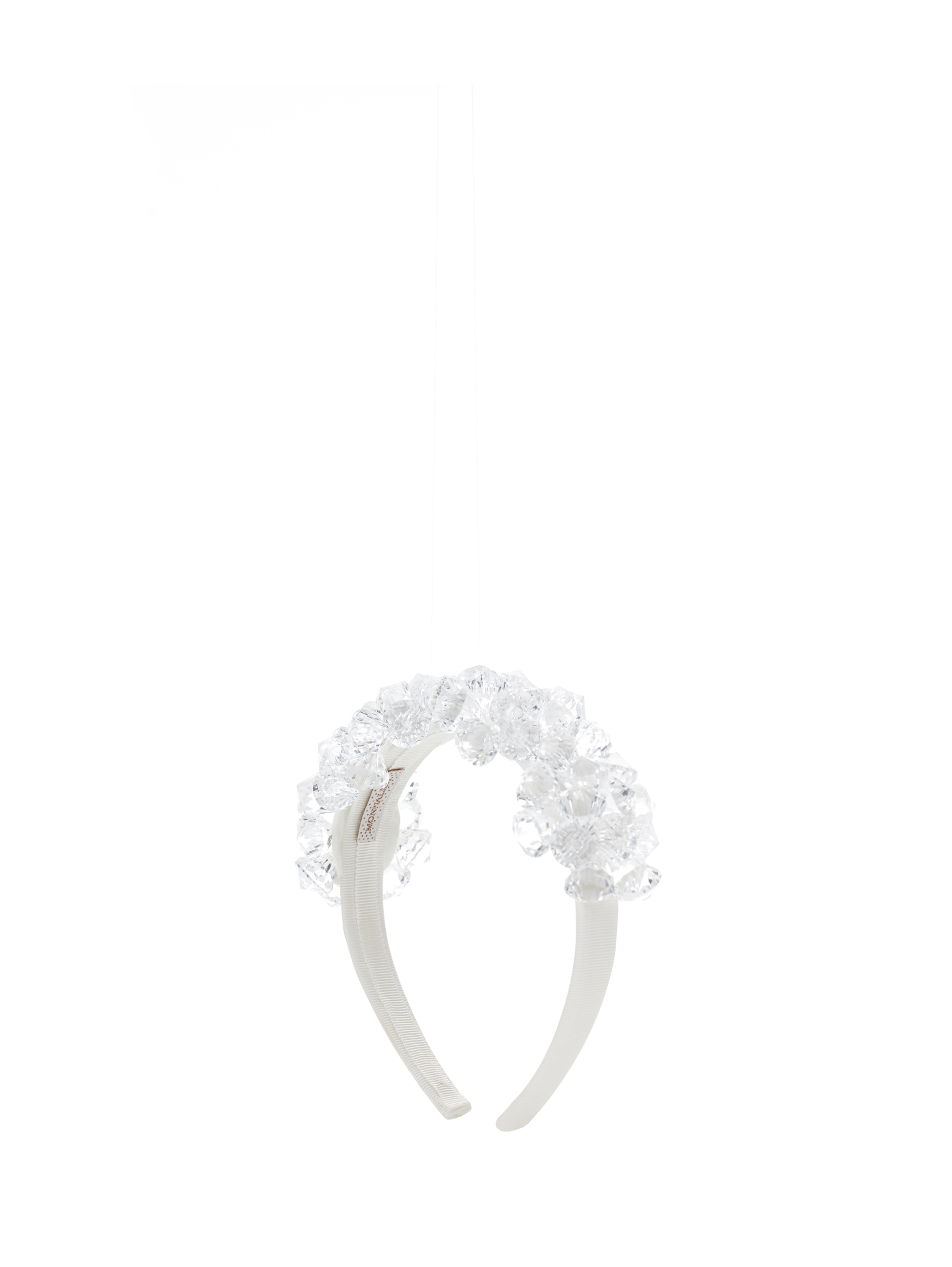 Shop Monnalisa Hair Band With Bezels And Pearls In Cream