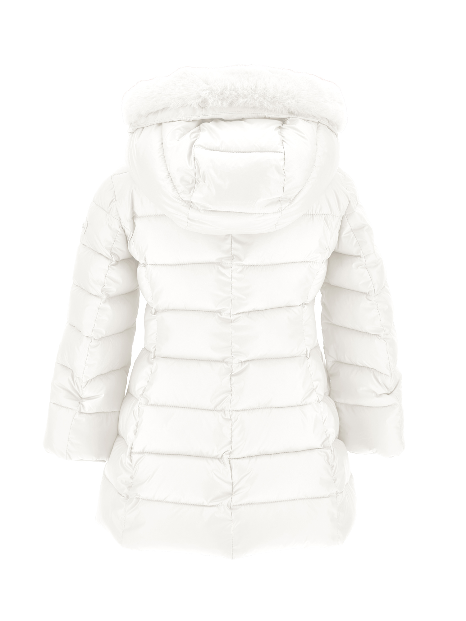 Monnalisa Technical Fabric And Plush Padded Coat In Cream