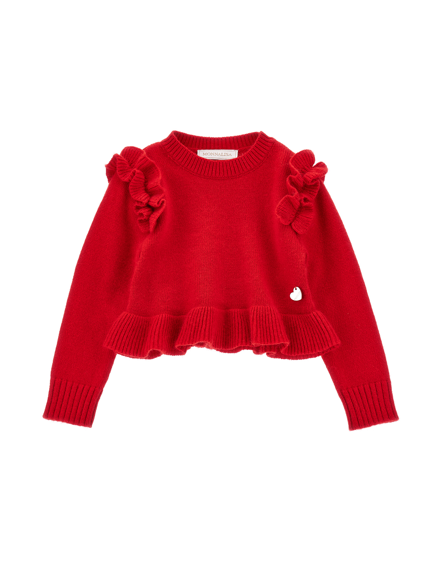 Monnalisa Soft Knitted Sweater In Ruby Red