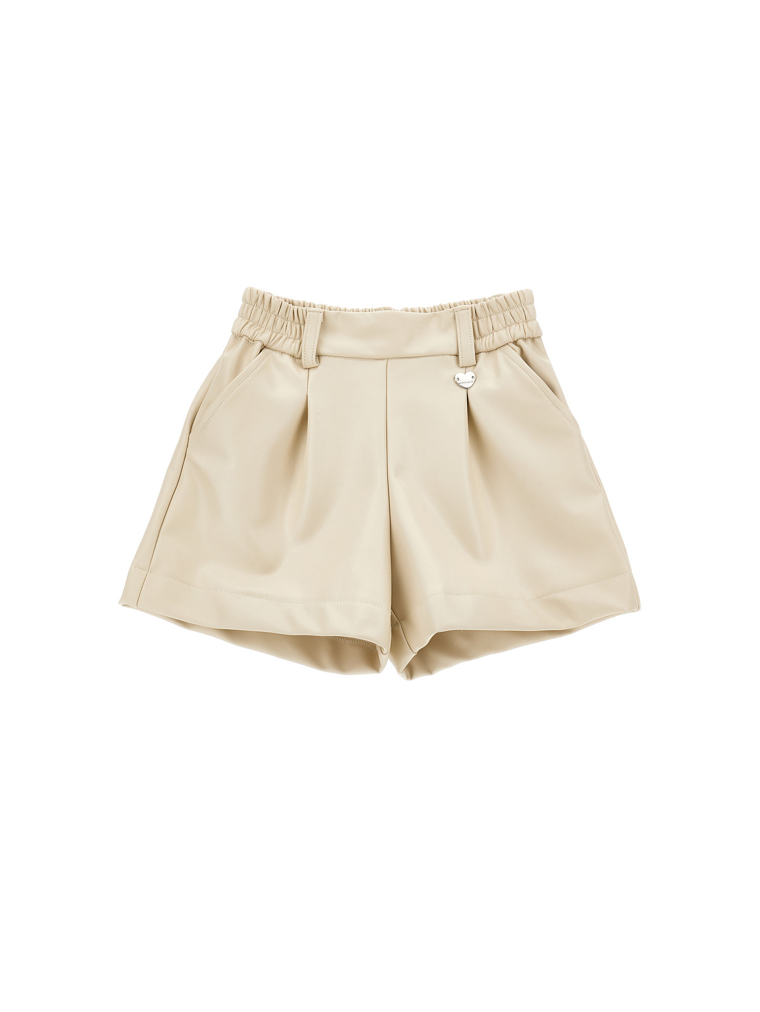 Monnalisa Coated Fabric Shorts In Ecru