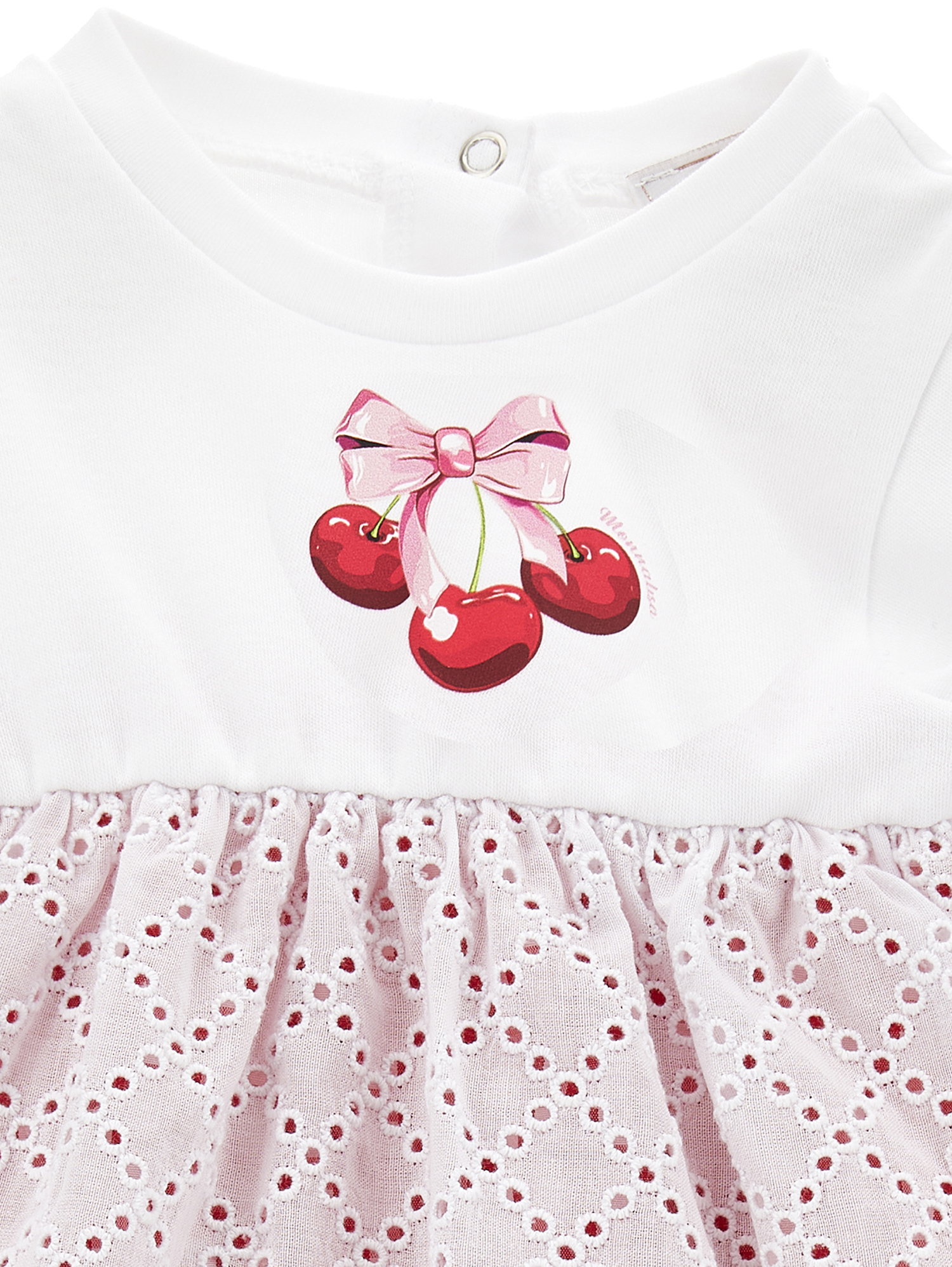 Monnalisa Broderie Anglaise Skirt Romper In White + Red