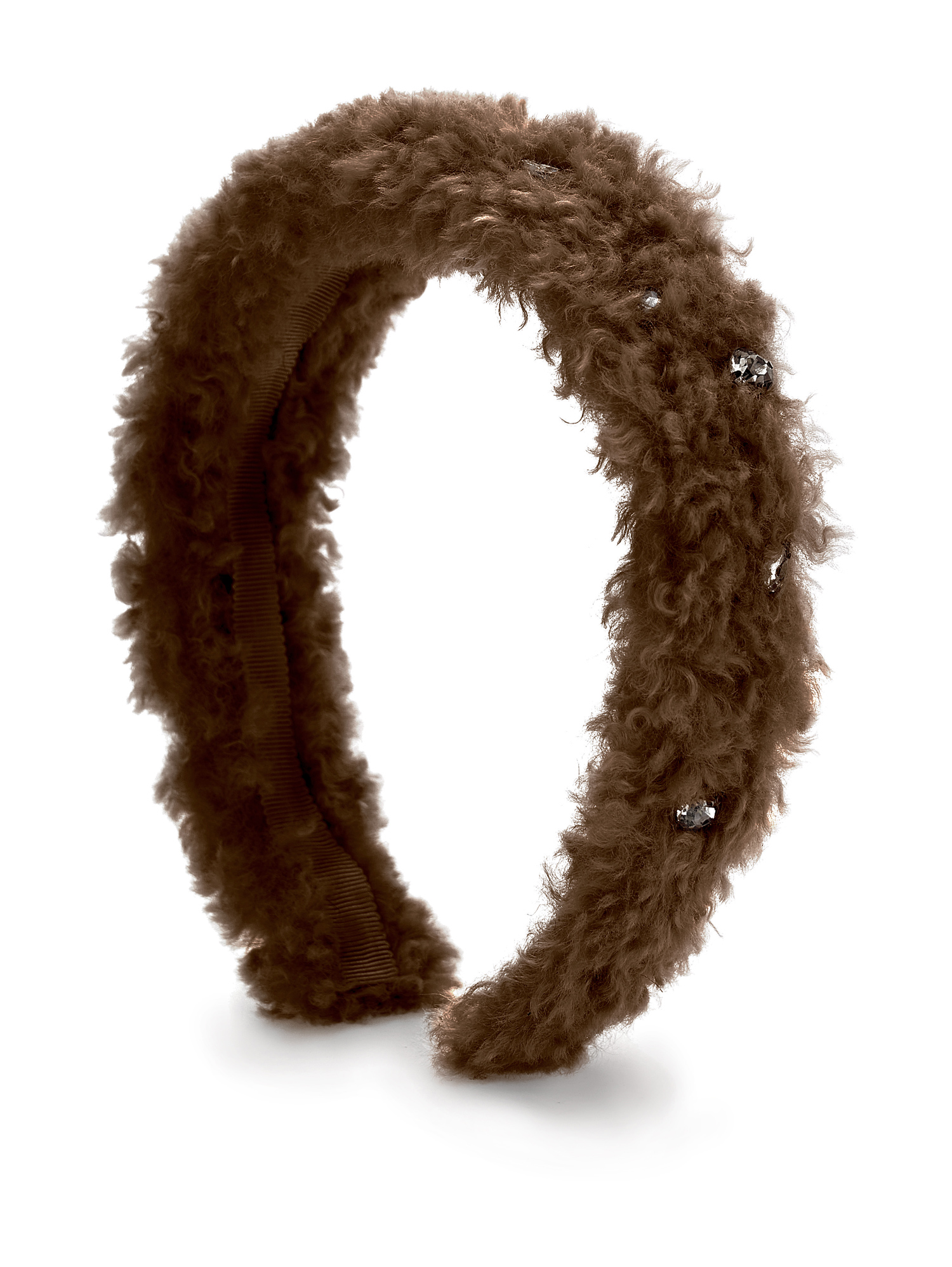 Monnalisa Plush Headband In Dark Brown
