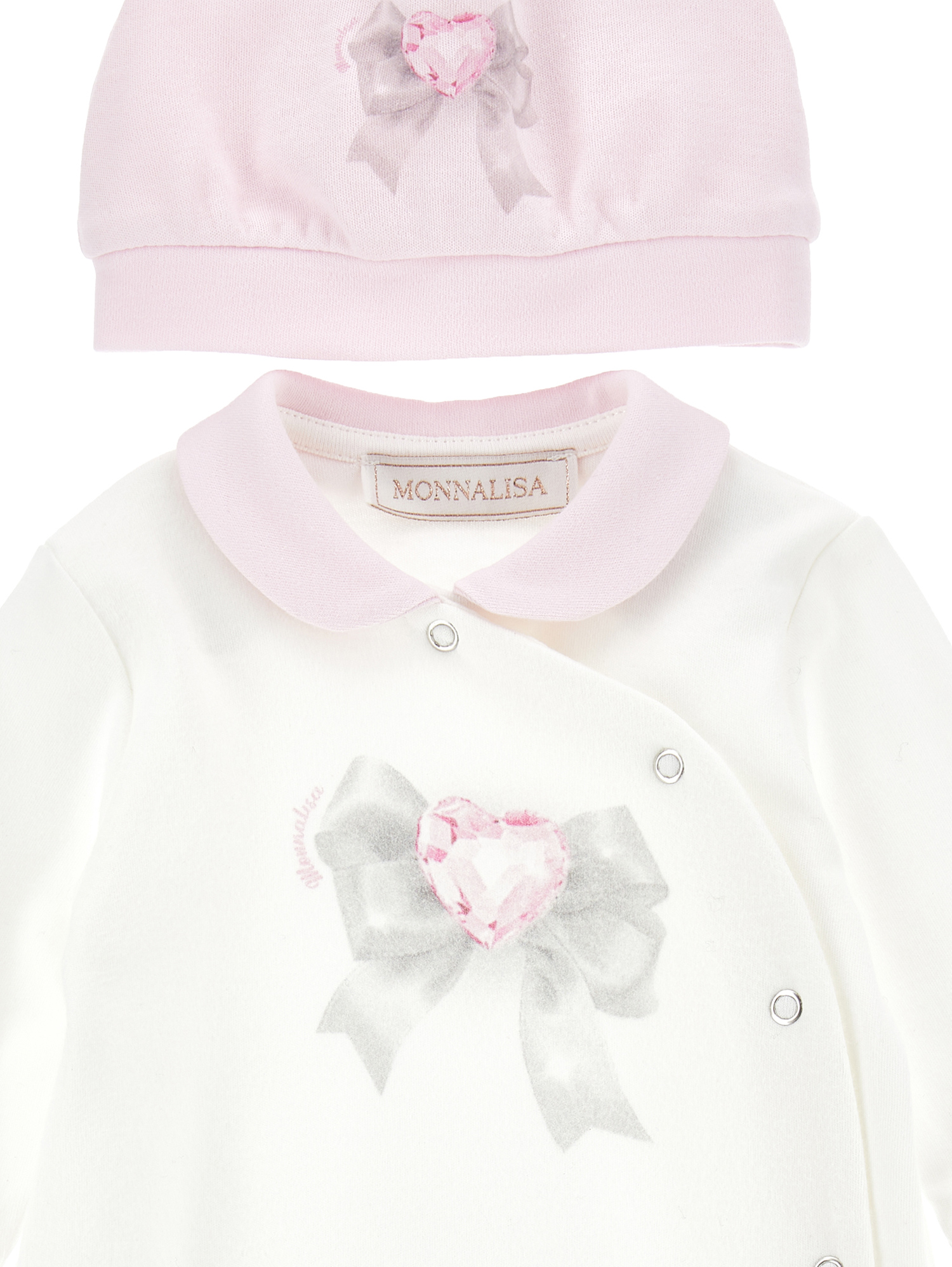 Shop Monnalisa Playsuit With Hat In Cream + Pink