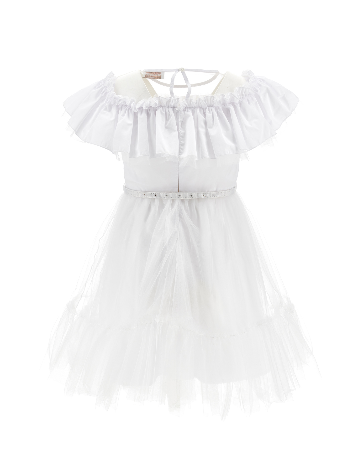 MONNALISA MONNALISA  TULLE DRESS WITH FLOUNCE