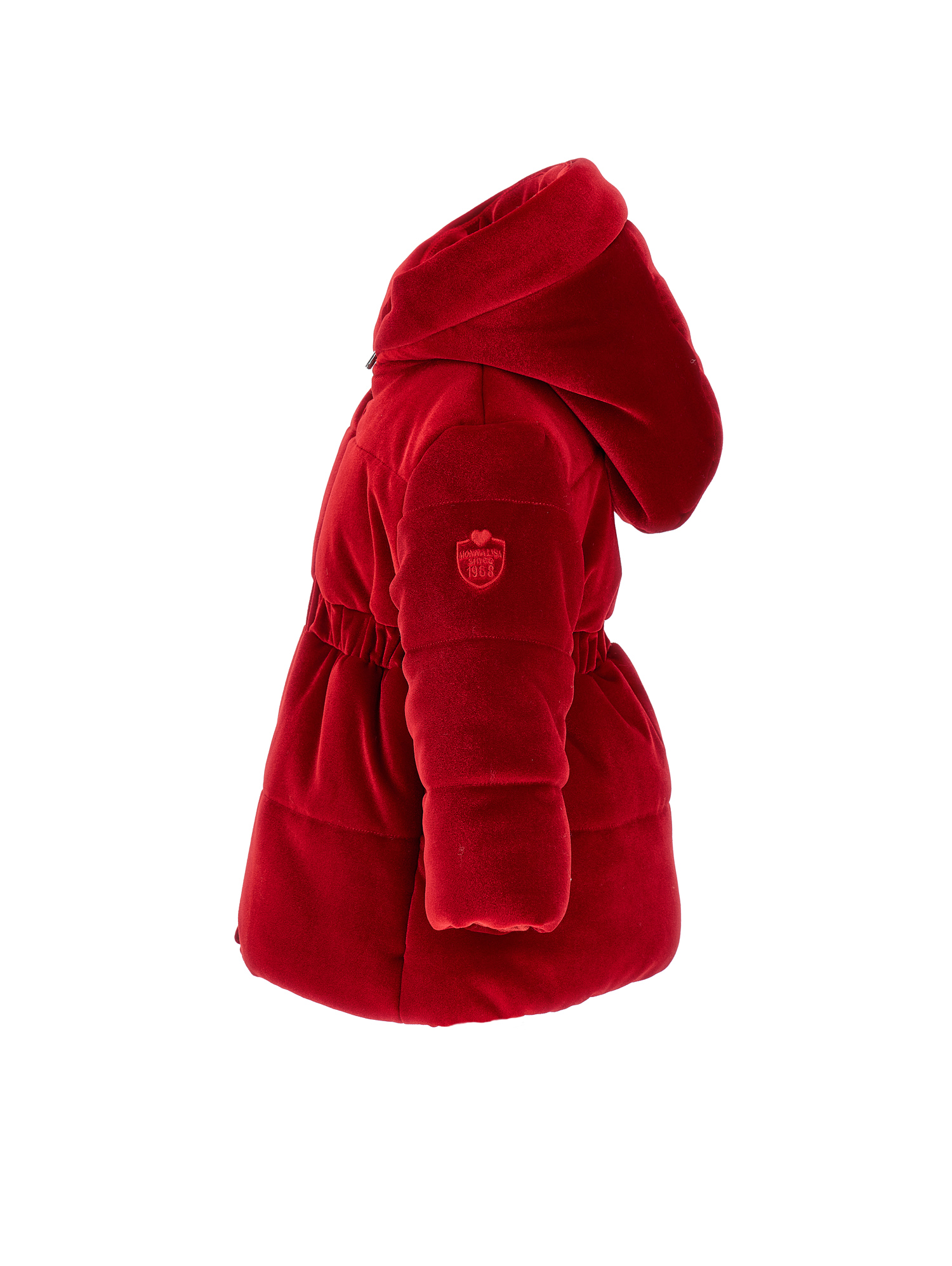 Monnalisa Long Chenille Down Jacket In Ruby Red
