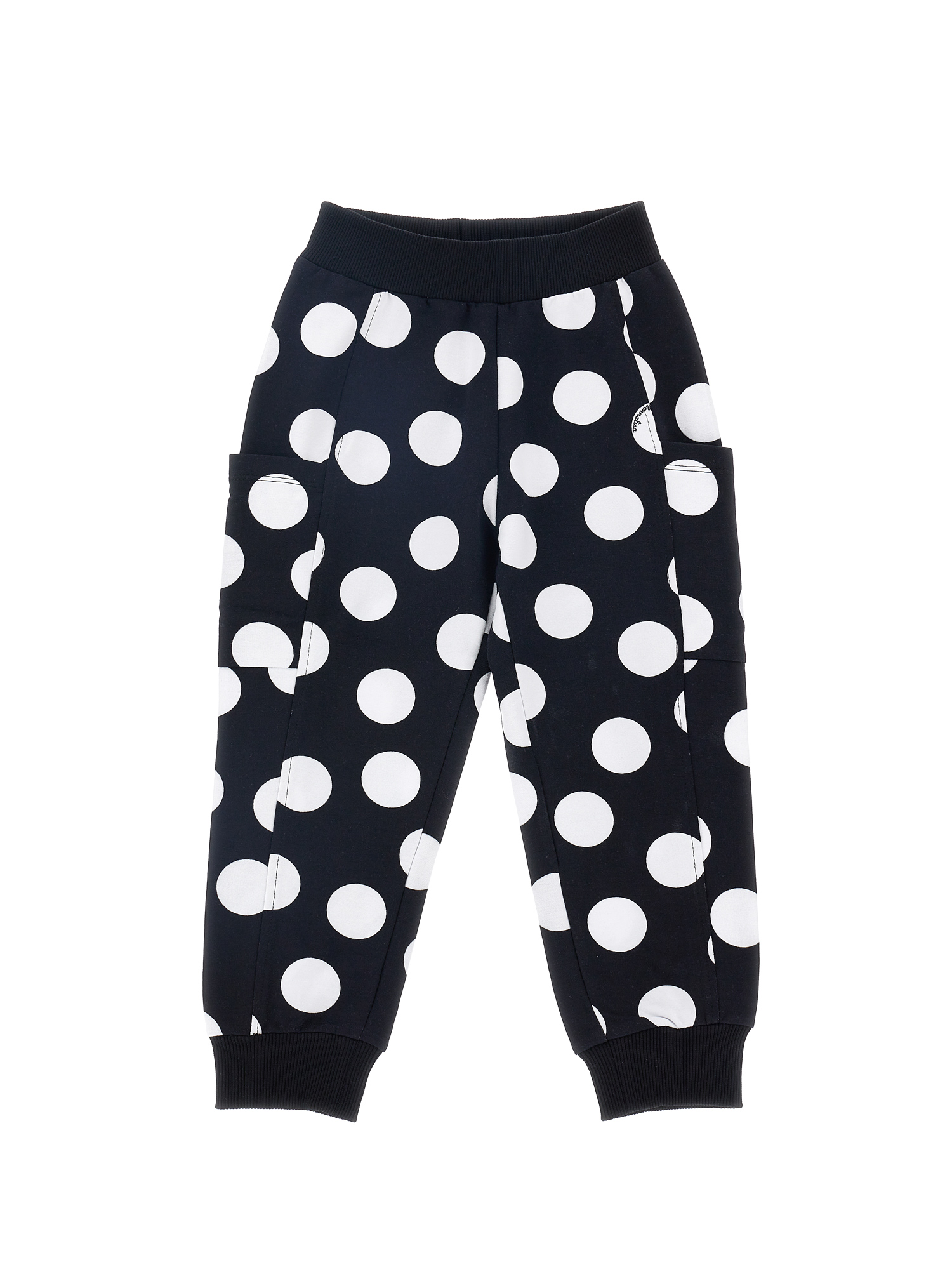 Monnalisa Kids' Polka-dot Print Track Pants In Black + White