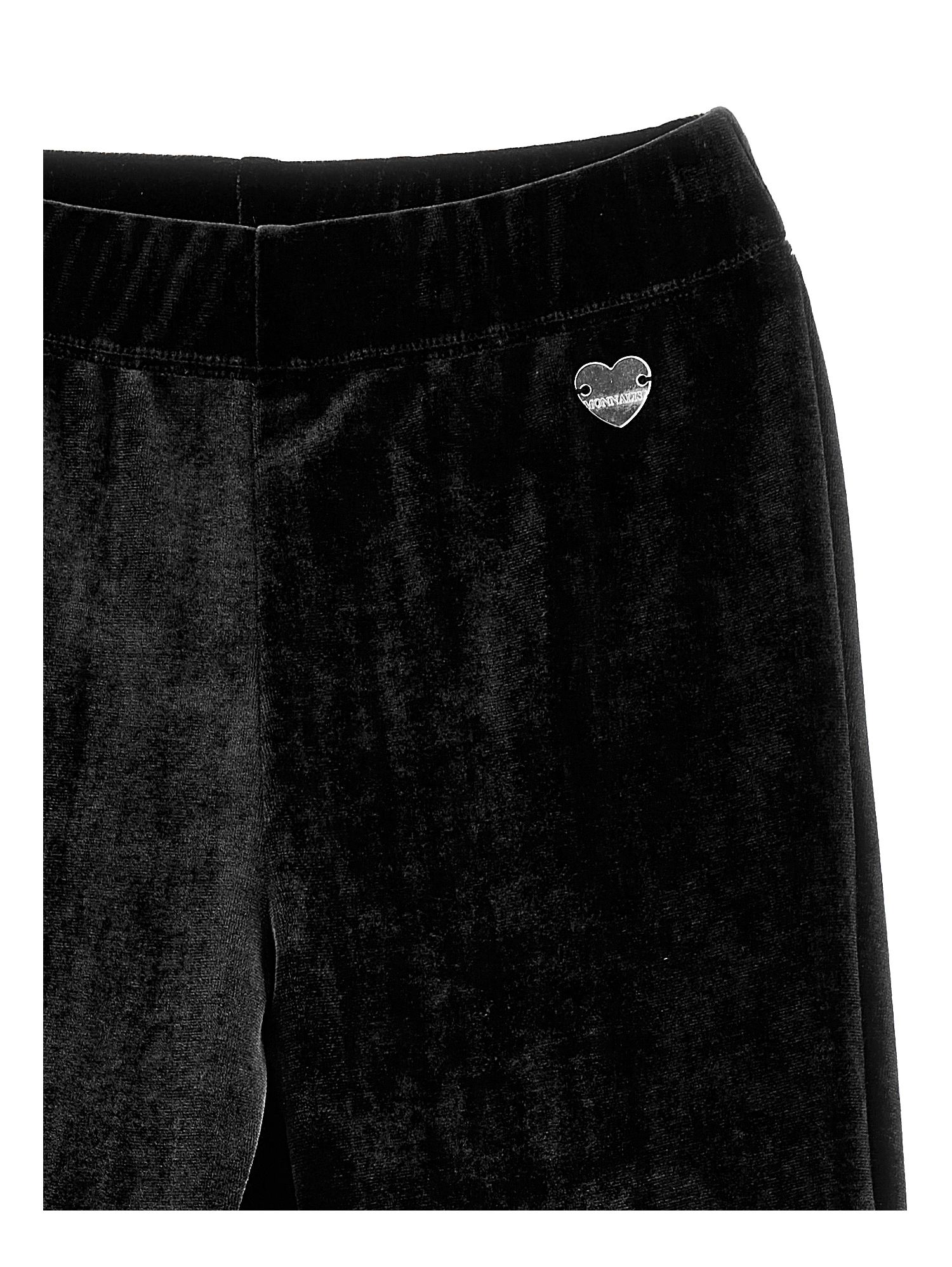 Monnalisa Warp-knit Chenille Trousers In Black