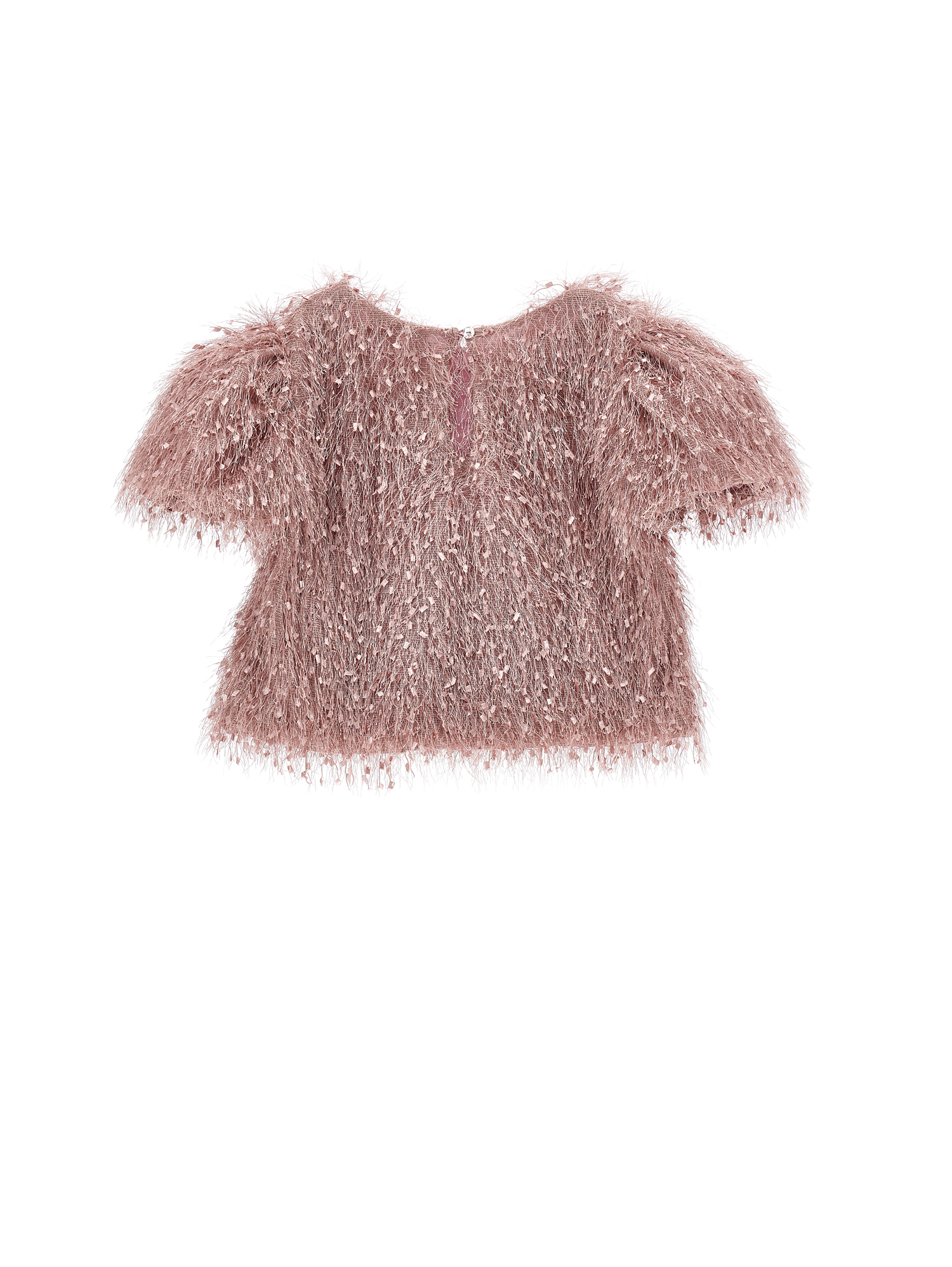 Monnalisa Viscose Fringed Top In Blush Pink