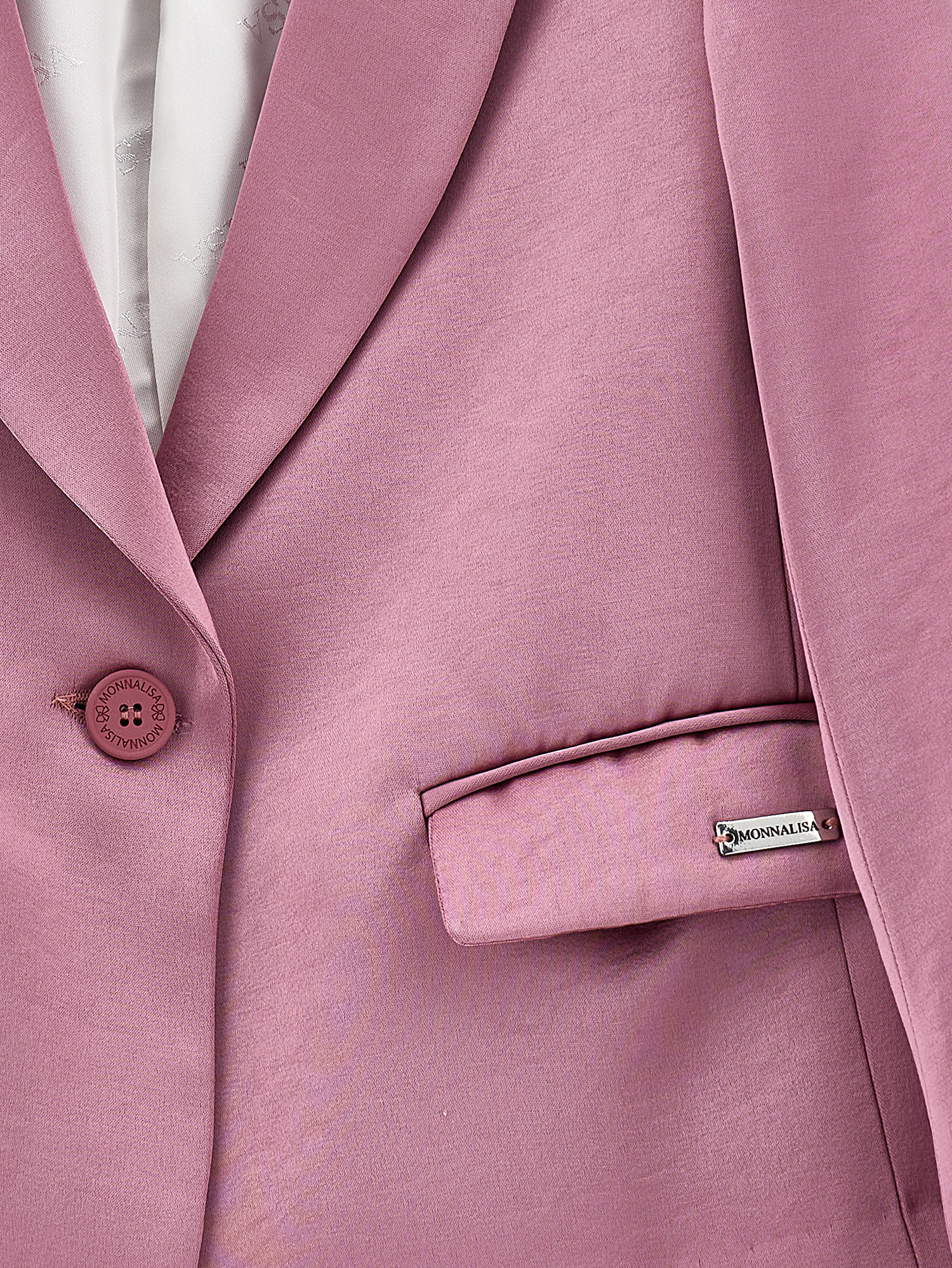 Monnalisa Satin-lined Jacket In Blush Pink