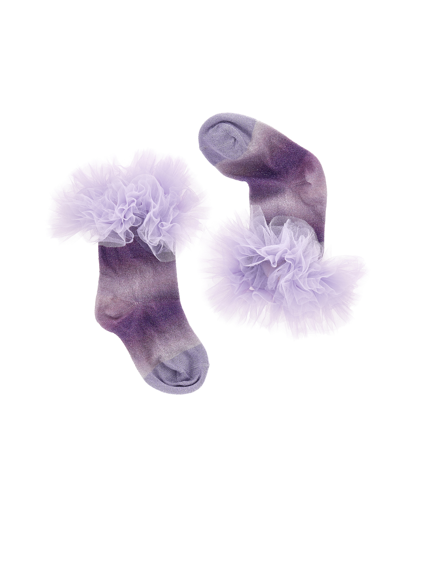 Shop Monnalisa Frou Frou Socks In Cream + Wisteria