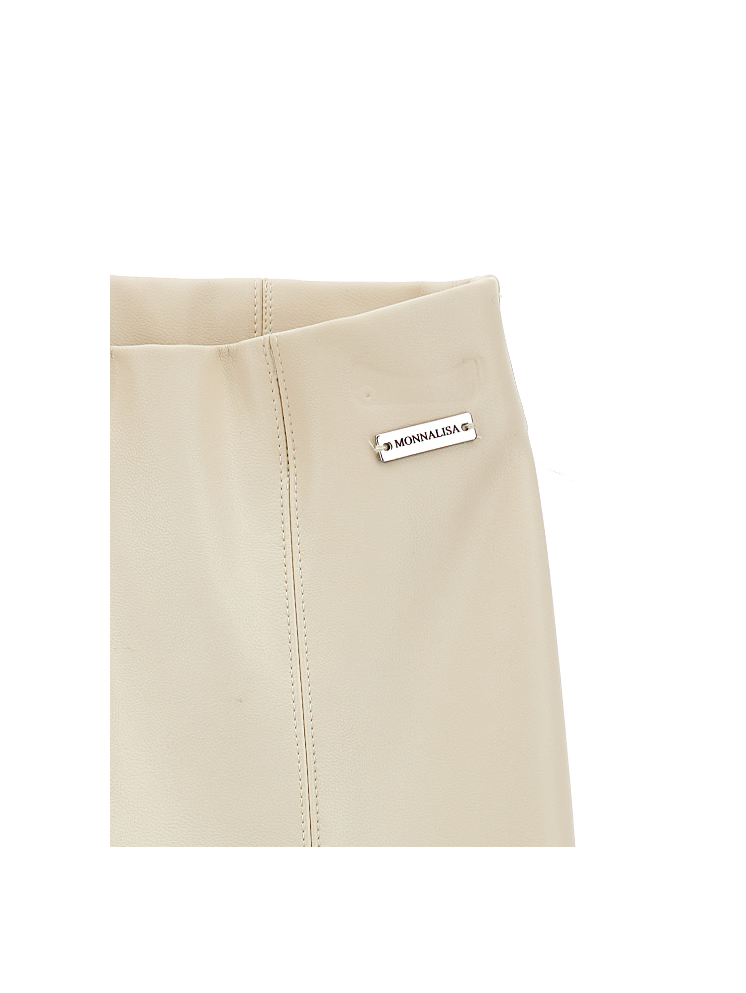 Monnalisa Super-stretch Coated Trousers In Ecru
