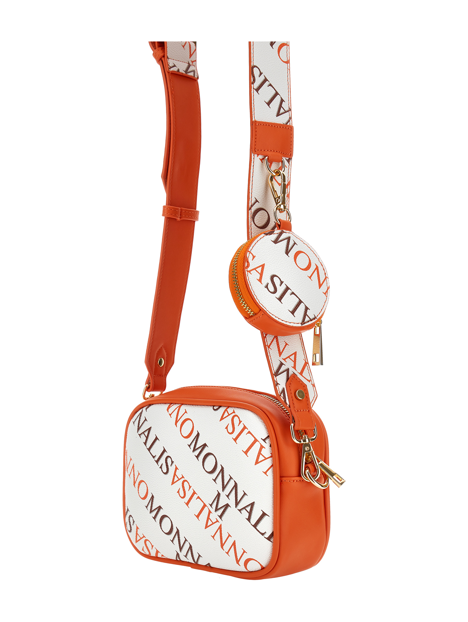 Shop Monnalisa Printed Leather Bag In Orange