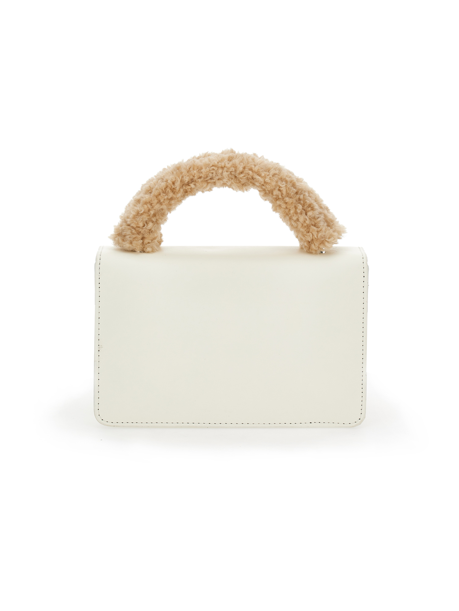 Monnalisa Coated Fabric Bag In Ecru