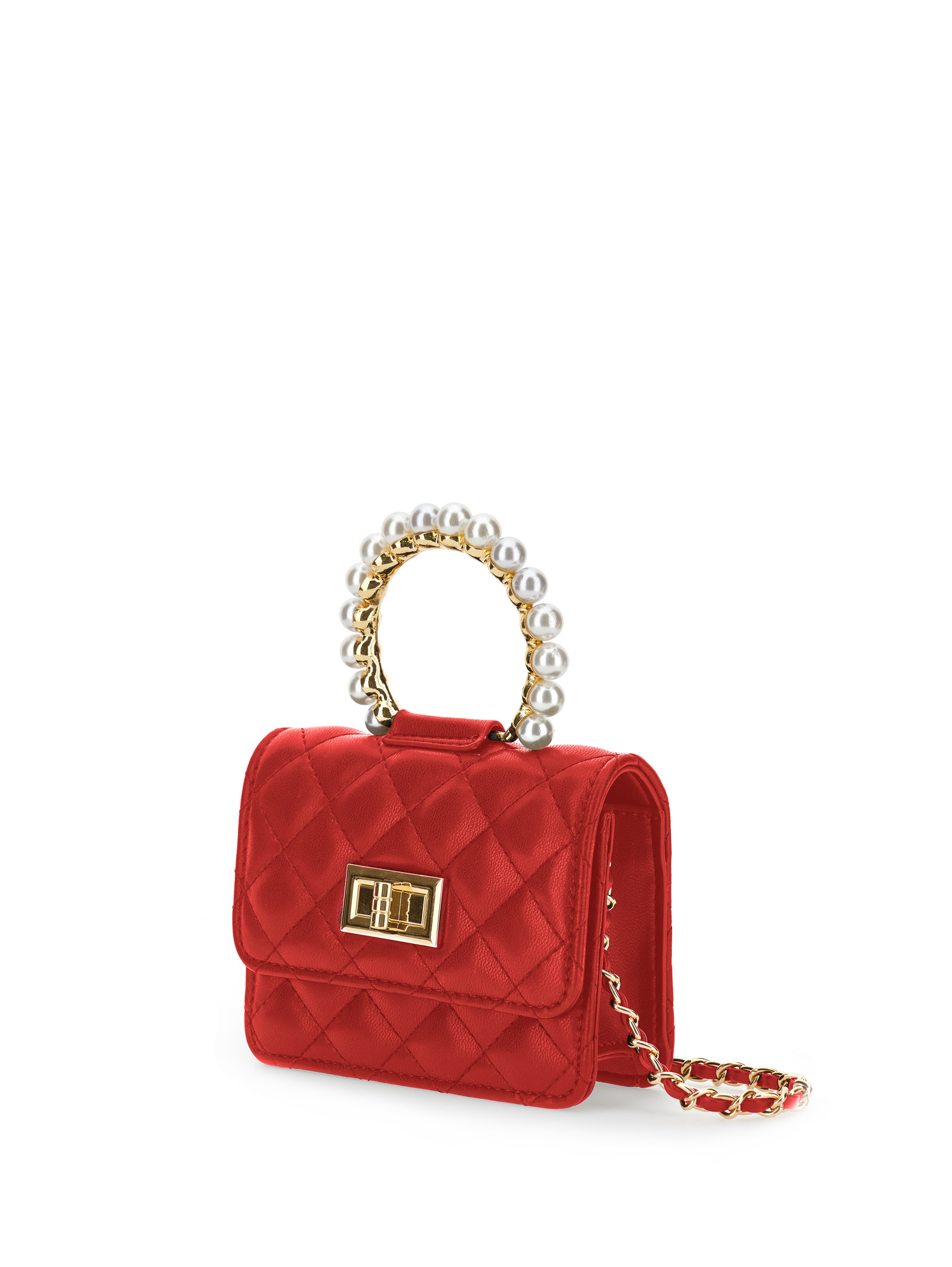 Monnalisa City Bag With Pearls And Chain In Blue