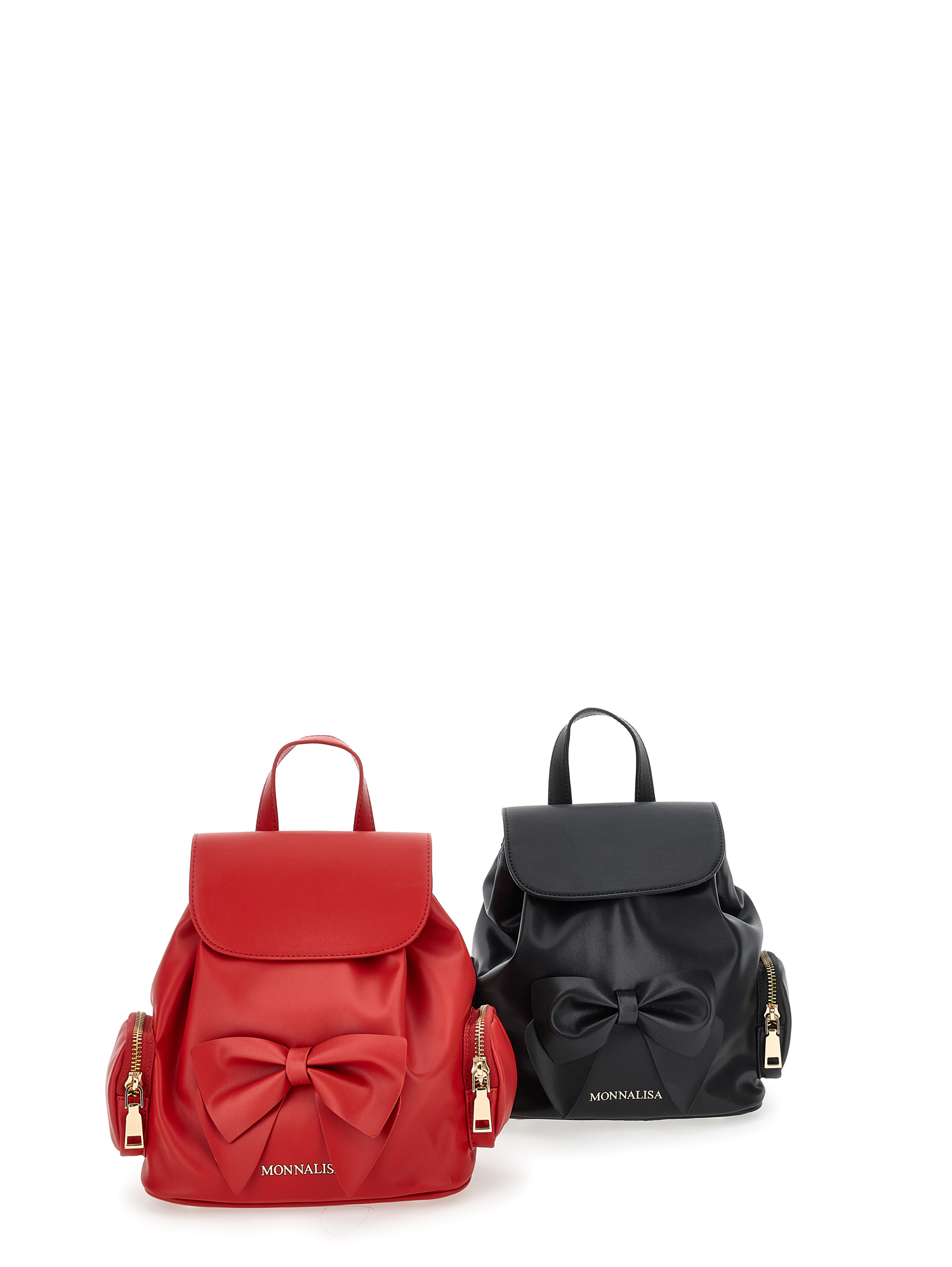 Monnalisa Regenerated Leather Backpack In Ruby Red
