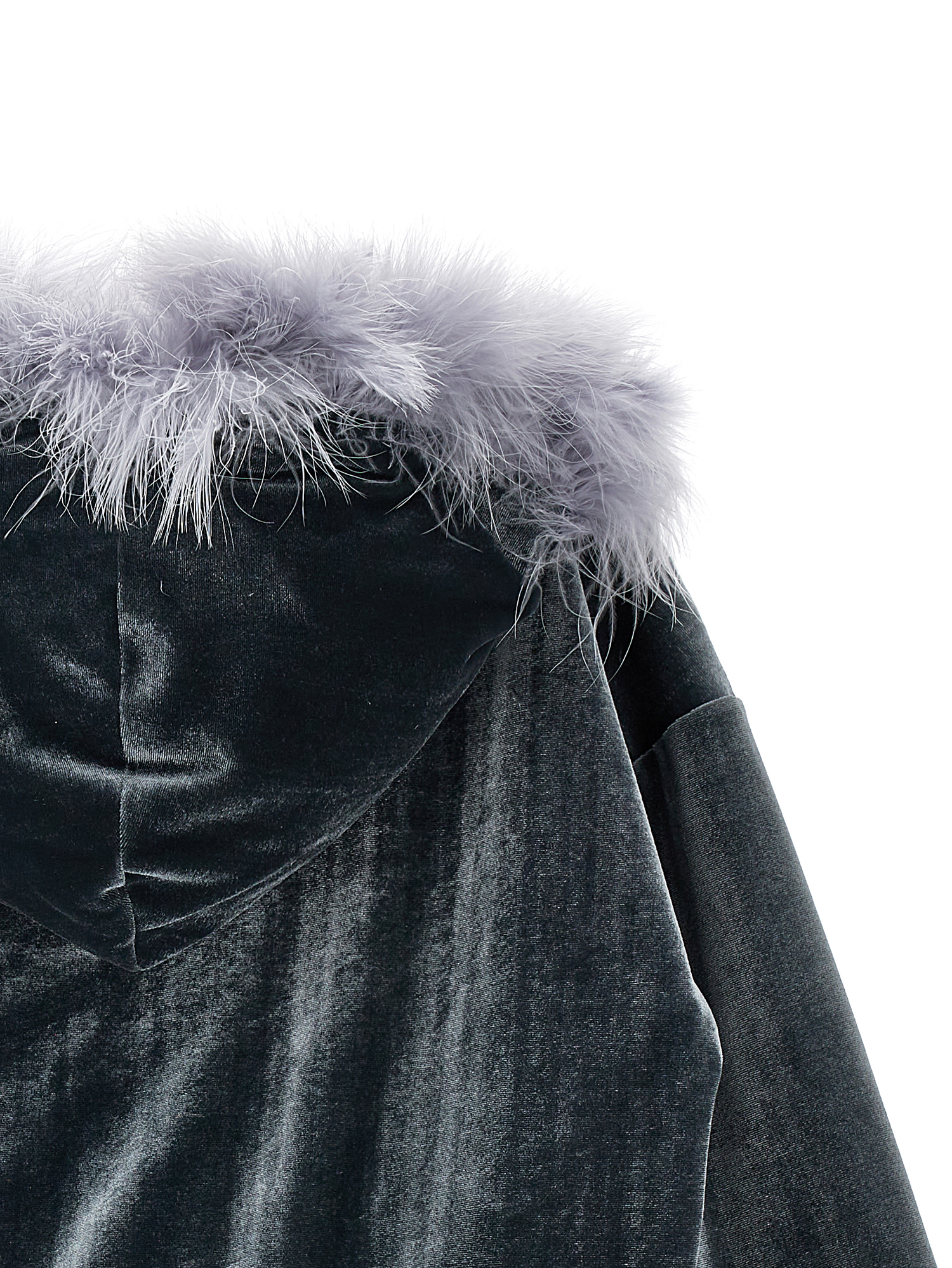 Monnalisa Zip-up Sweatshirt With Feathers In Medium Grey