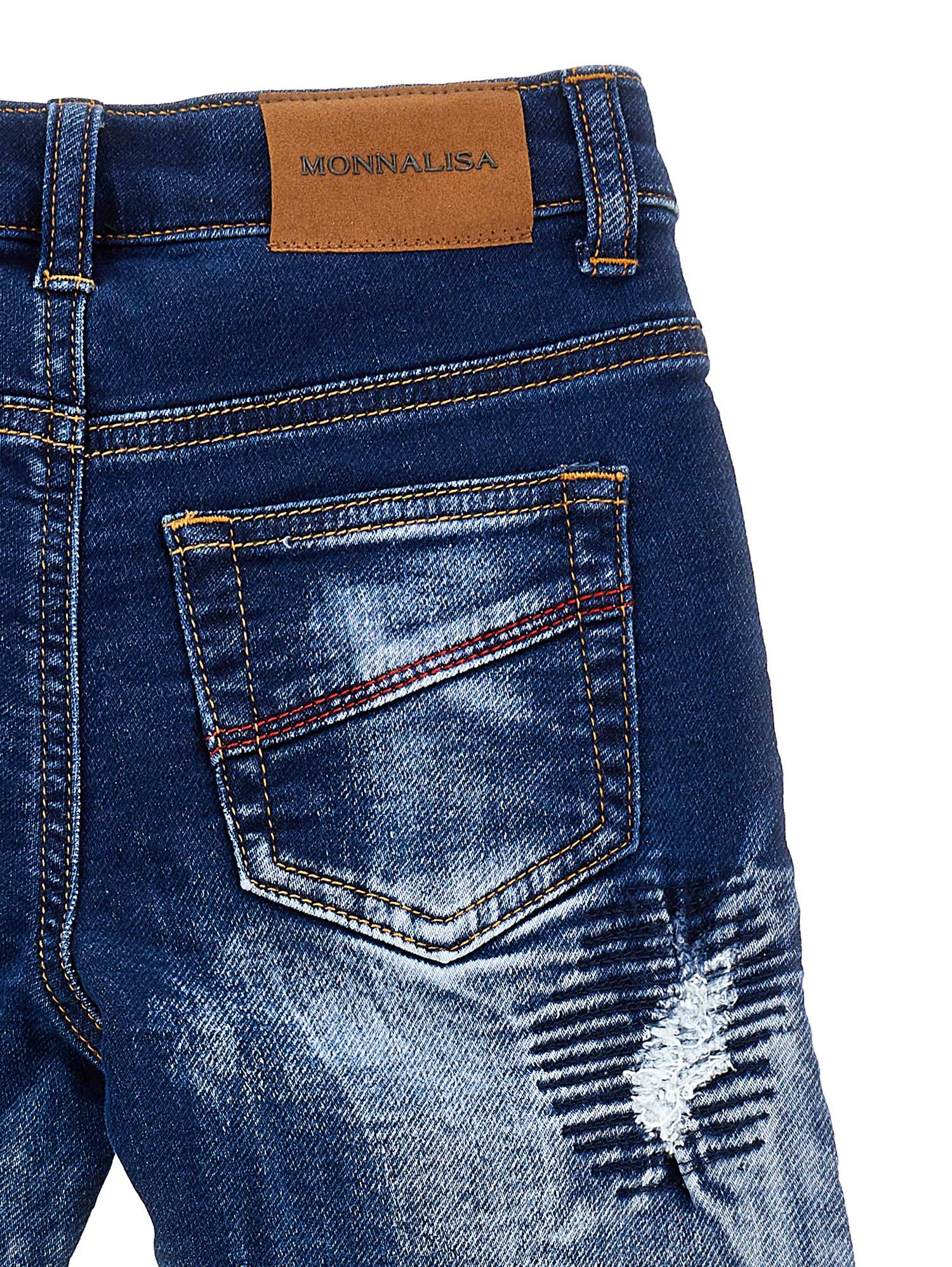 Monnalisa Fleece Denim Jeans In Blu Stone Denim