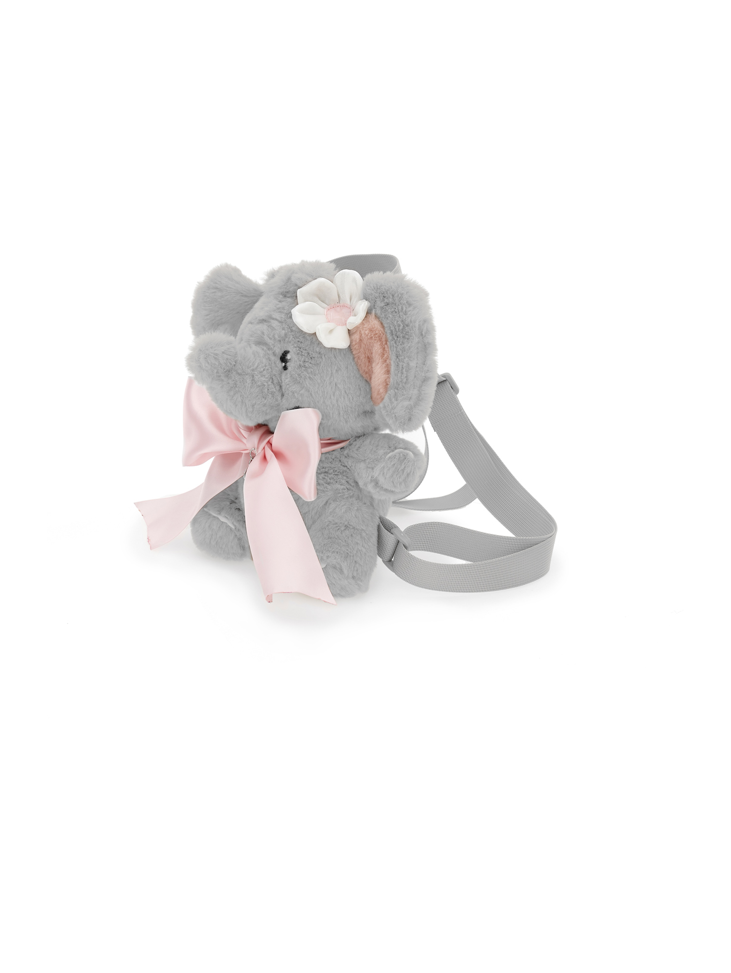 Monnalisa Plush Elephant Backpack In Grey