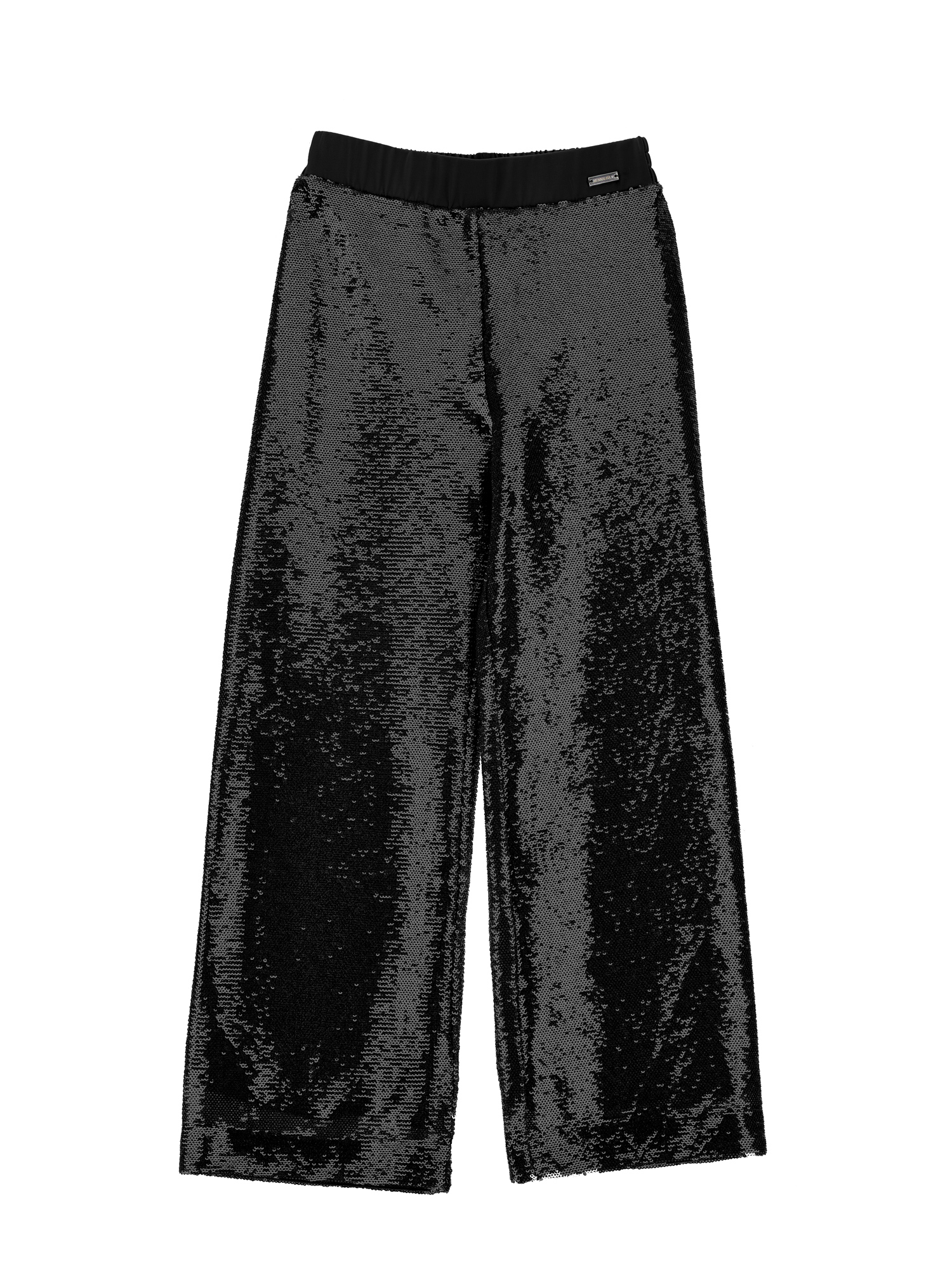 Monnalisa Sequined Palazzo Trousers In Black