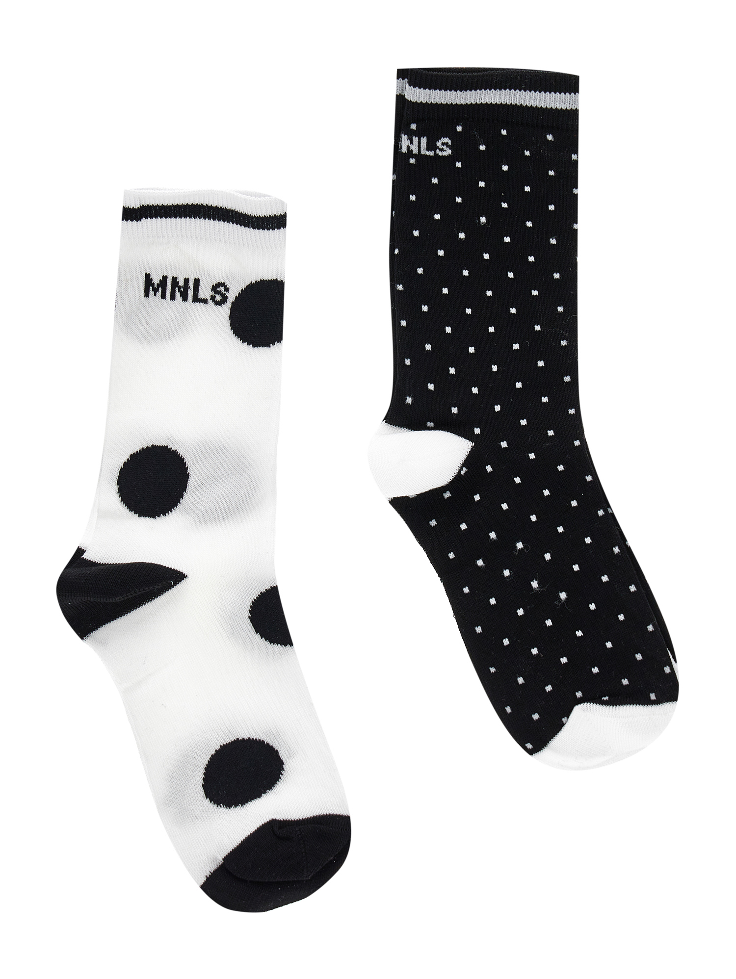 Monnalisa Polka Dot Lisle Socks Set In White + Black