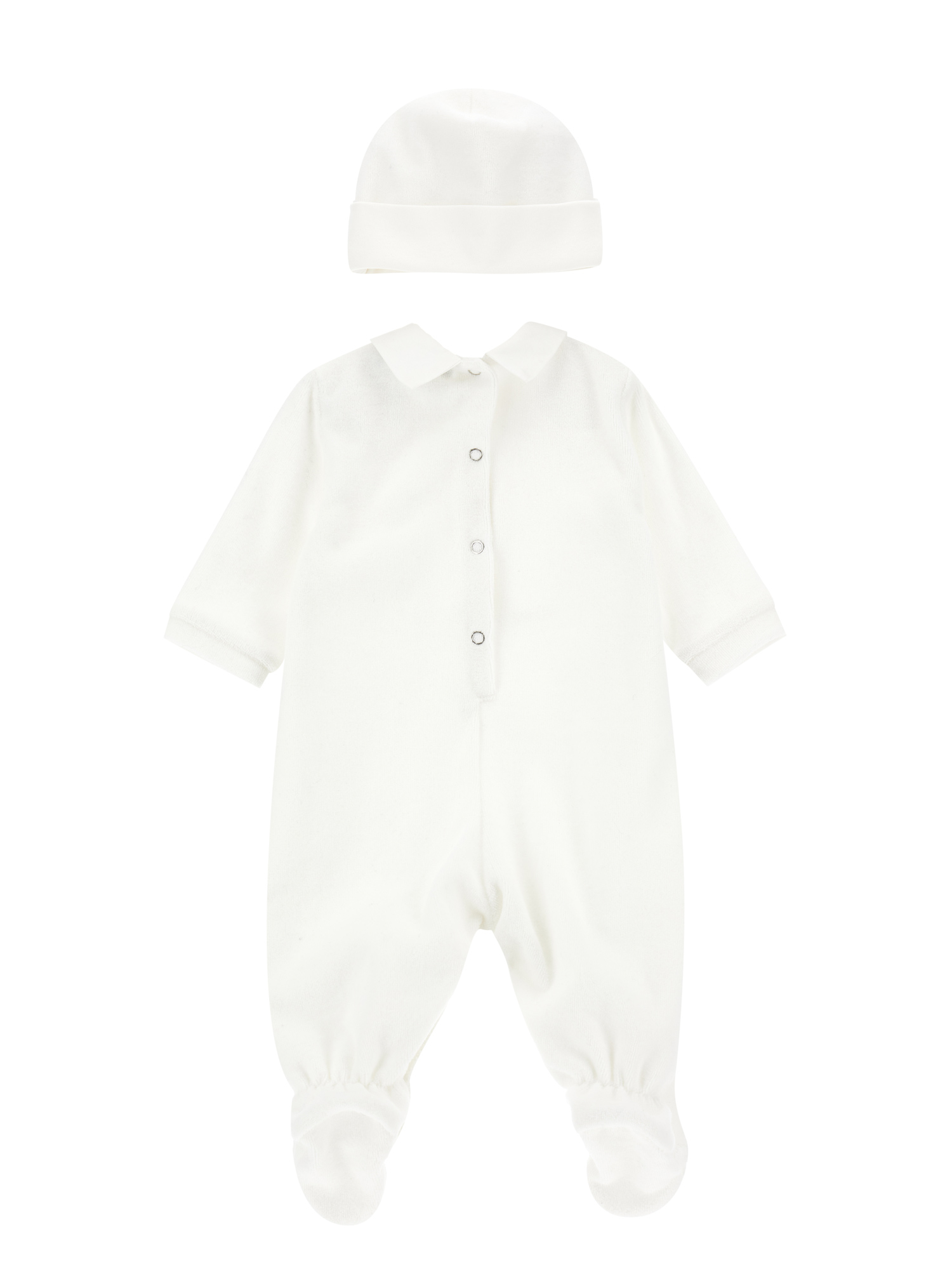 Monnalisa Chenille Two-piece Set In Cream